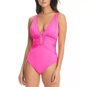 Bleu by Rod Beattie Women's Molded-Cup One-Piece Swimsuit Hot Pink Size 14